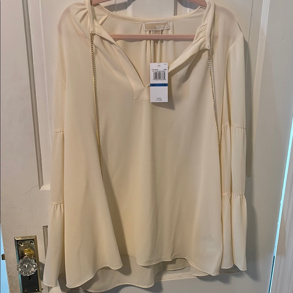 Michael Kors Cream Ruffled Relaxed Blouse
